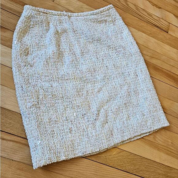 Vintage Voire Nom White Tweed Skirt with Sequins - Picture 4 of 7